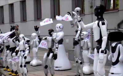 Il primo sciopero usando robot: in piazza per chiedere regolamentazione dell’IA